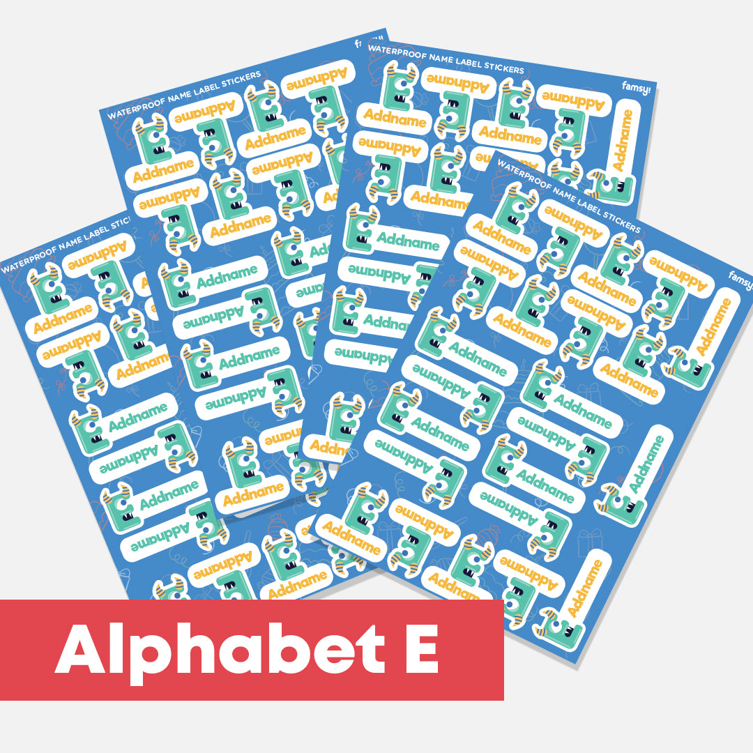 Cute Monster Alphabet Waterproof Name Label Stickers