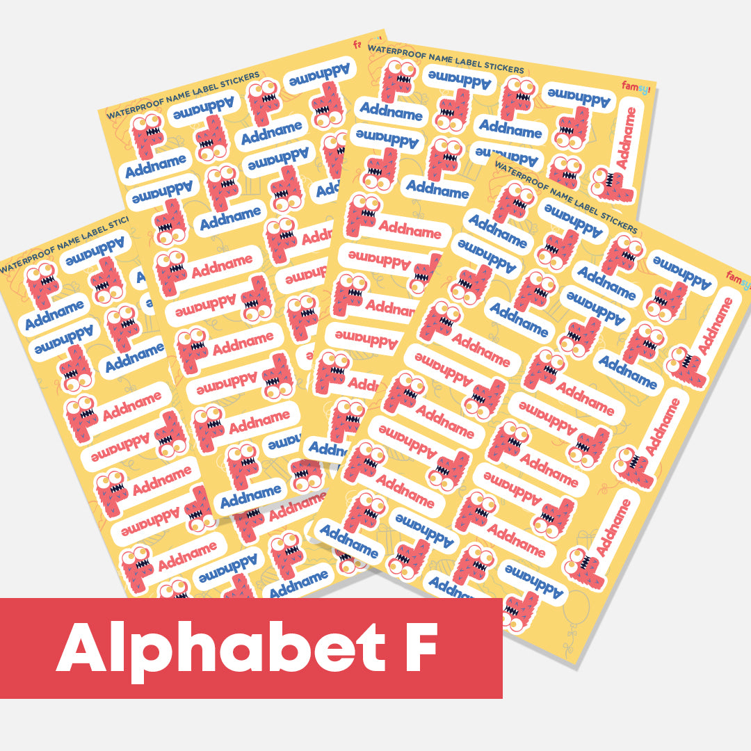 Cute Monster Alphabet Waterproof Name Label Stickers