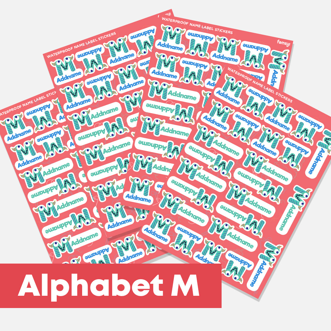 Cute Monster Alphabet Waterproof Name Label Stickers