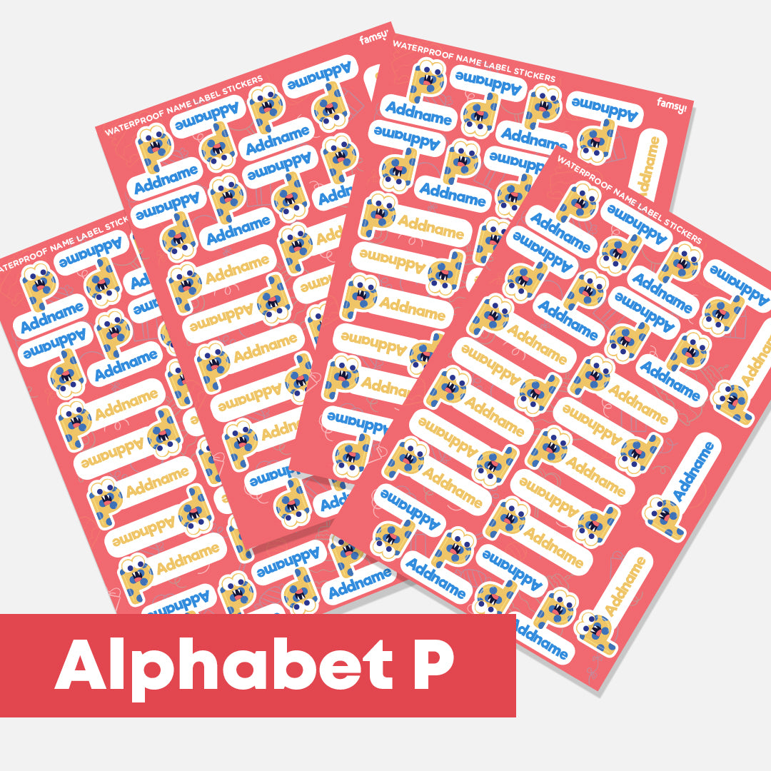 Cute Monster Alphabet Waterproof Name Label Stickers
