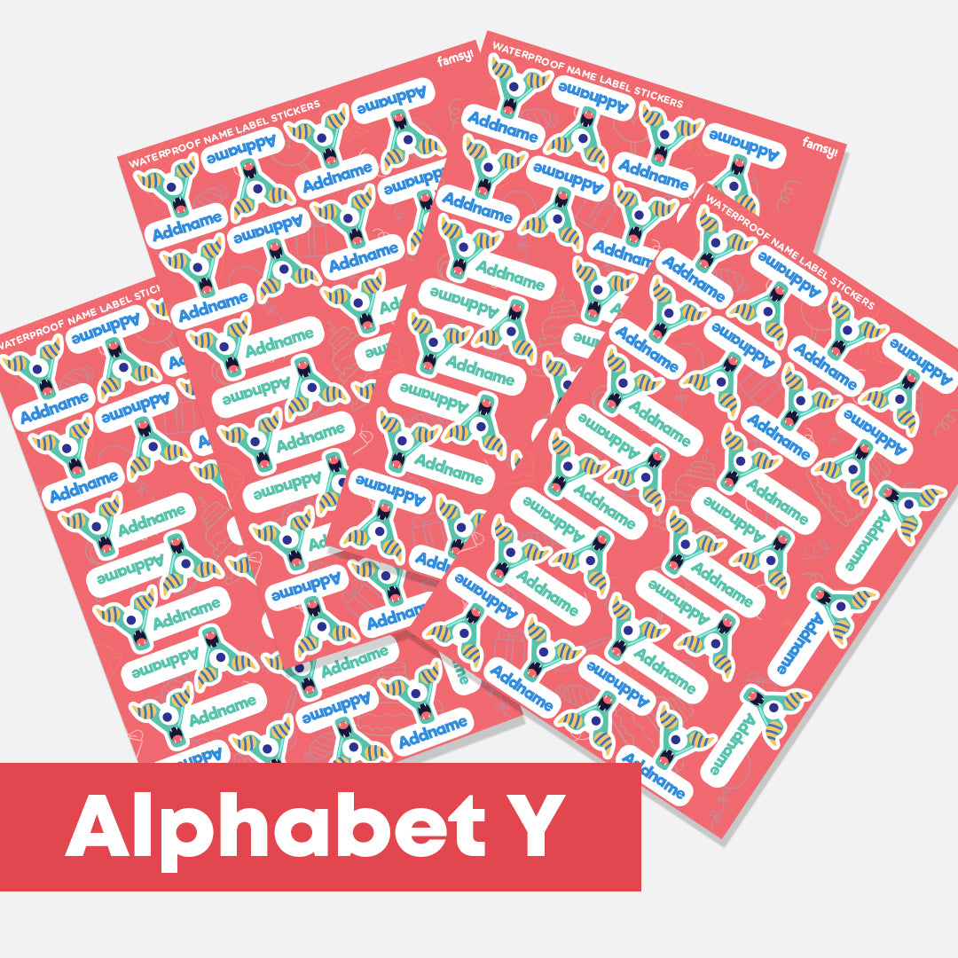Cute Monster Alphabet Waterproof Name Label Stickers
