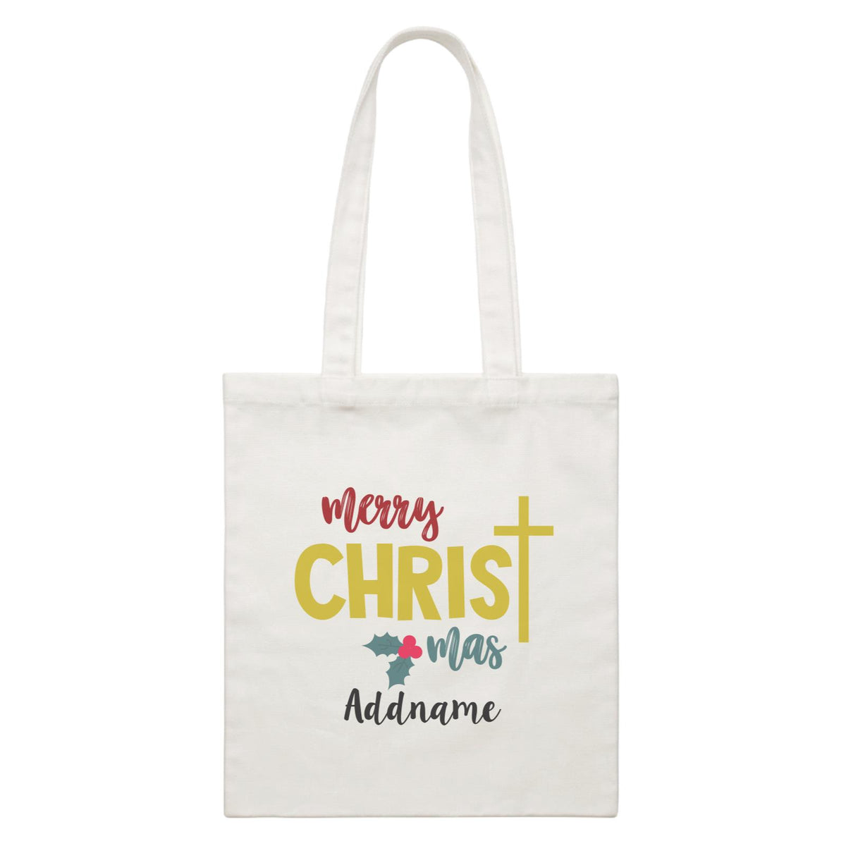 Xmas Merry Christmas with Cross Canvas Bag