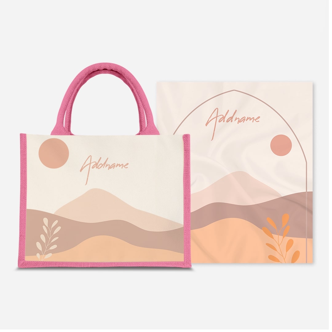 Kaira Series Prayer Mat with Half Lining Small Jute Bag-Afira