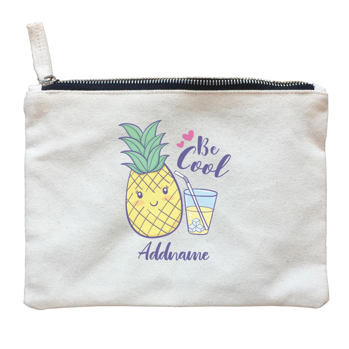 Cool Cute Fruits Be Cool Pineapple Addname Zipper Pouch