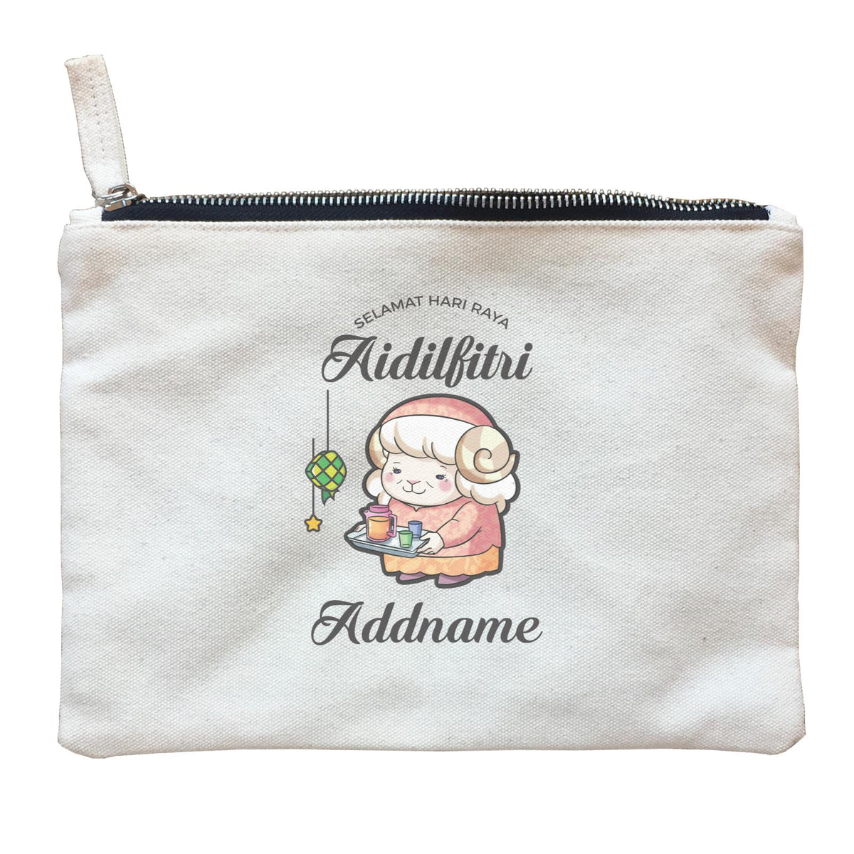 Raya Cute Animals Grandma Sheep Wishes Selamat Hari Raya Aidilfitri Zipper Pouch
