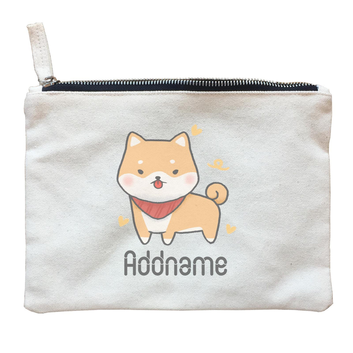 Cute Hand Drawn Style Shiba Inu Addname Zipper Pouch