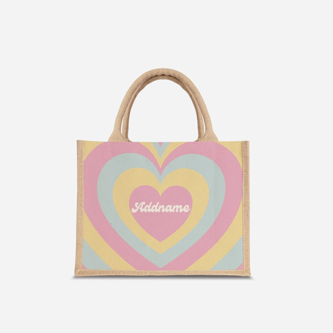 Affection Series Half Lining Small Jute Bag - Bubblegum Natural