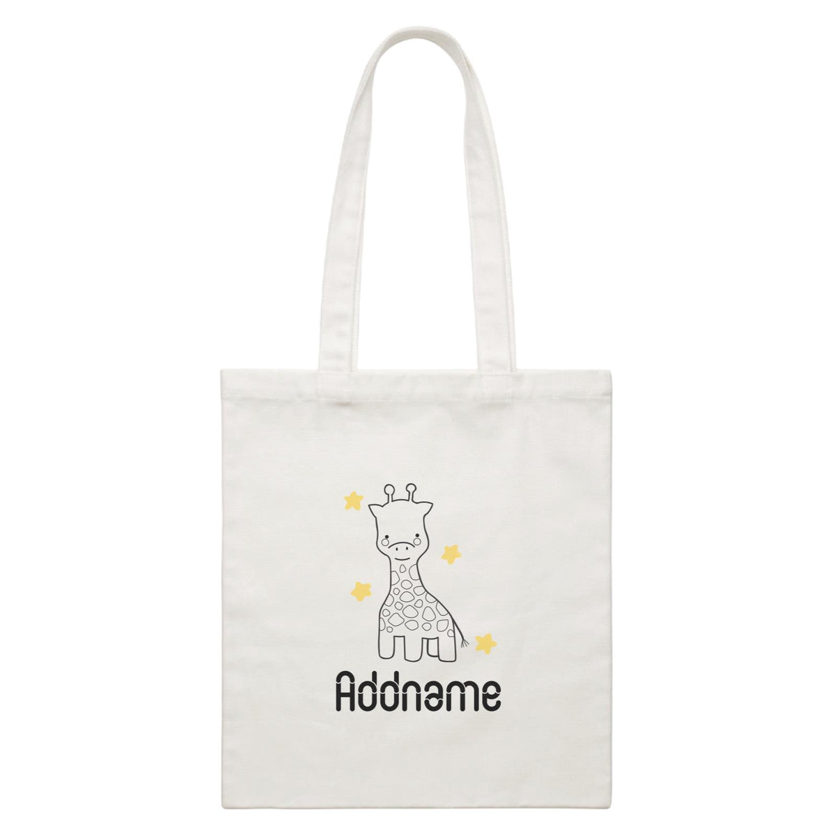 Coloring Outline Cute Hand Drawn Animals Safari Giraffe Addname White White Canvas Bag