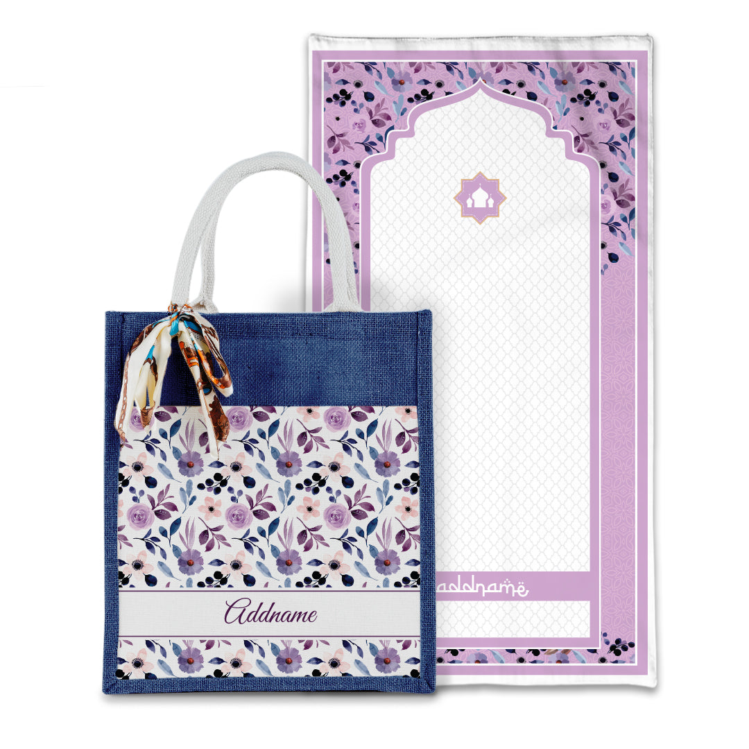 Laura Violet Sejadah with Matching Colourful Jute Bag