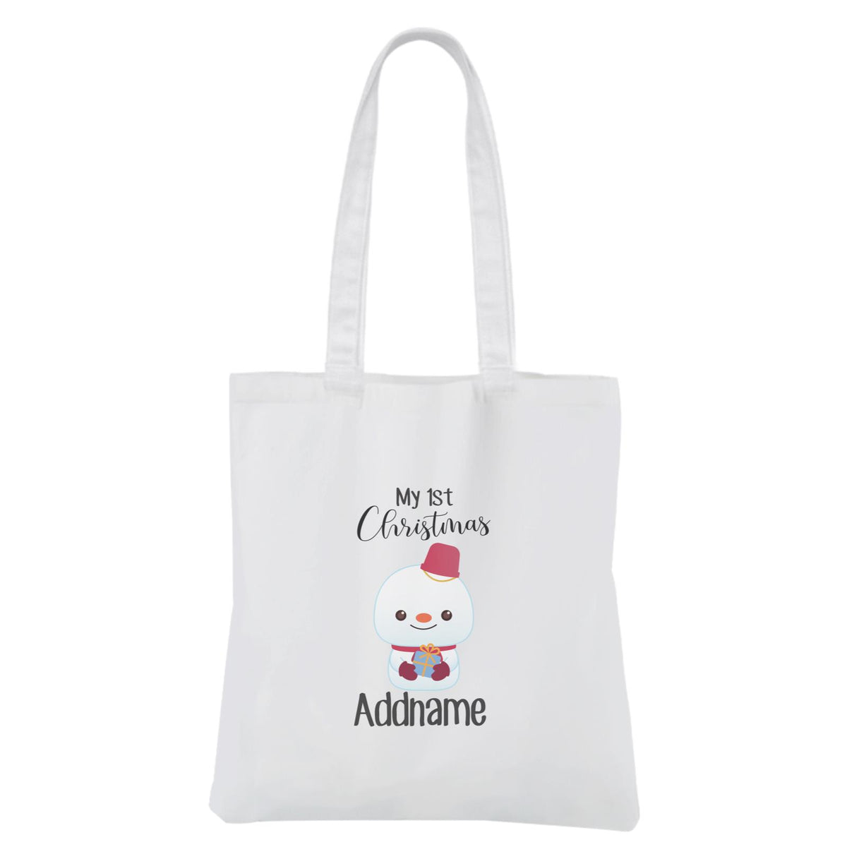 Christmas Cute Animal Series My 1st Christmas Snowman White Canvas Bag