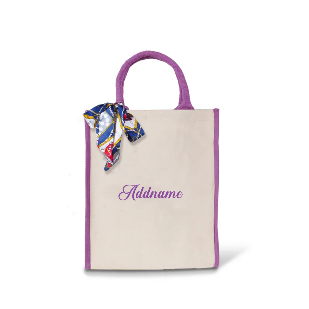 Personalised Colour Lining Canvas Bag - Purple