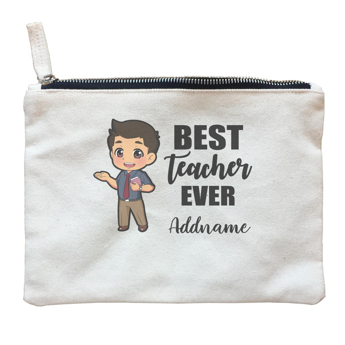 Chibi Teachers Malay Man Best Teacher Ever Addname Zipper Pouch