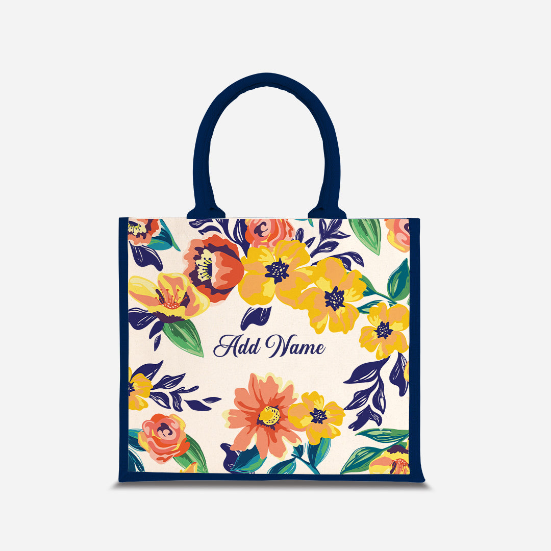 Deborah Series Half Lining Jute Bag - Teal Navy