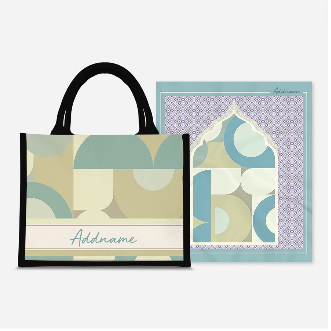 Ryn Series Prayer Mat with Half Lining Small Jute Bag-Pandan