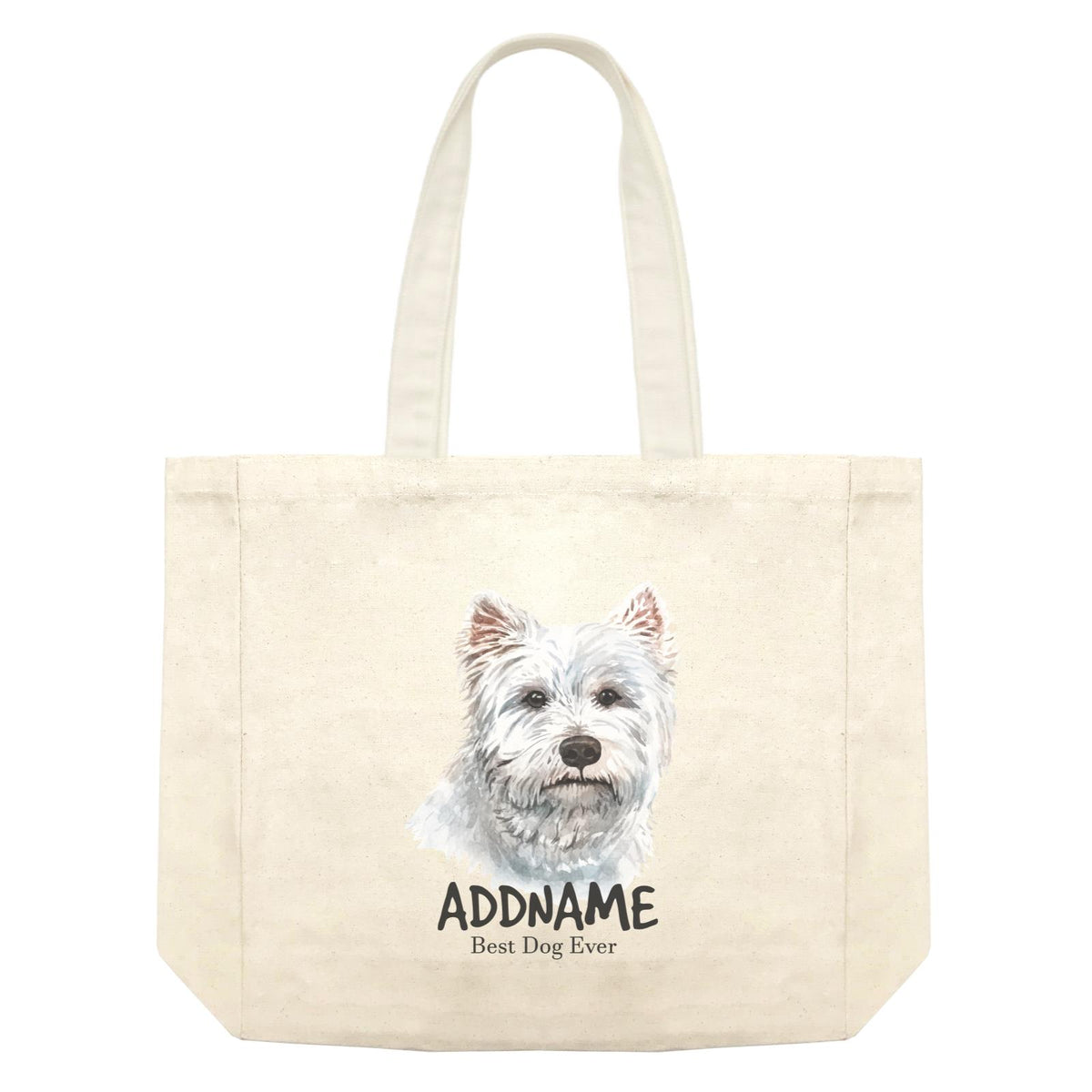 Watercolor Dog West Highland White Terrier Best Dog Ever Addname Shopping Bag