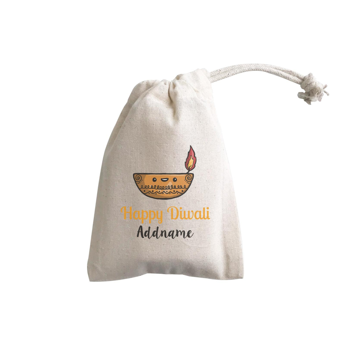 Cute Round Diyas Happy Diwali Addname GP Gift Pouch