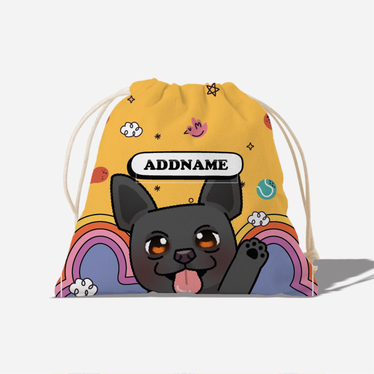 Paw Print Series Full Print Satchel - Black Boston Terrier