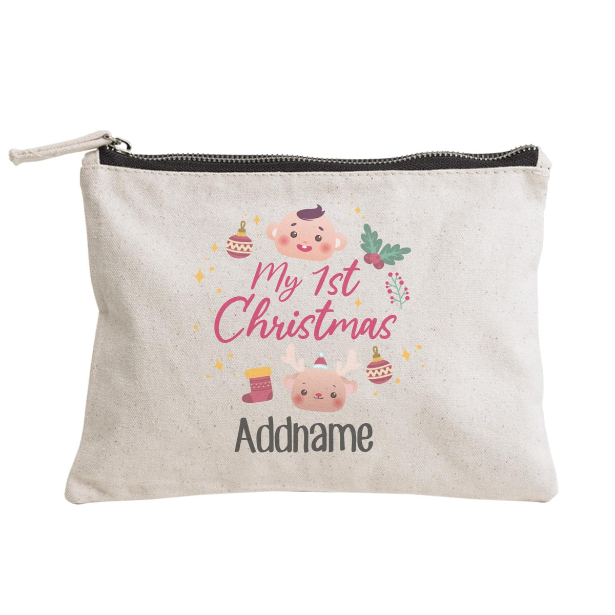 Christmas Cute Wreath My 1st Christmas Zipper Pouch