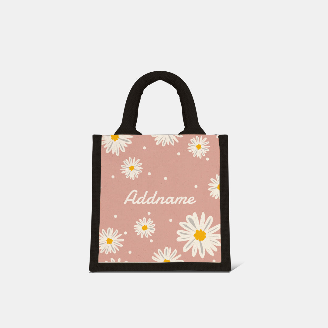 Daisy Series Half Lining Lunch Bag - Coral Black