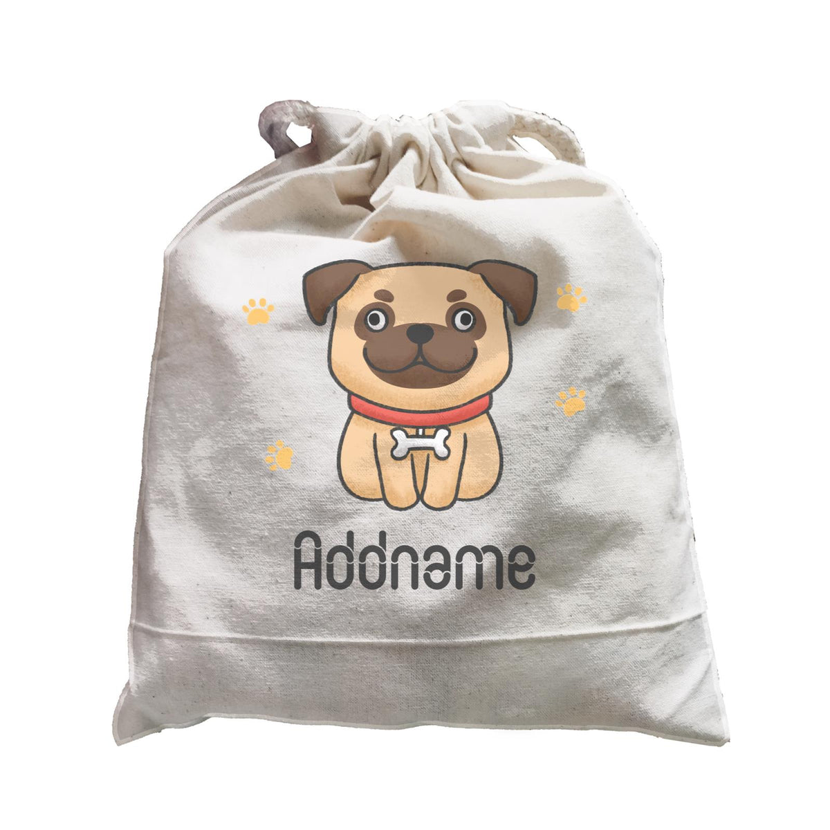 Cute Hand Drawn Style Pug Addname Satchel