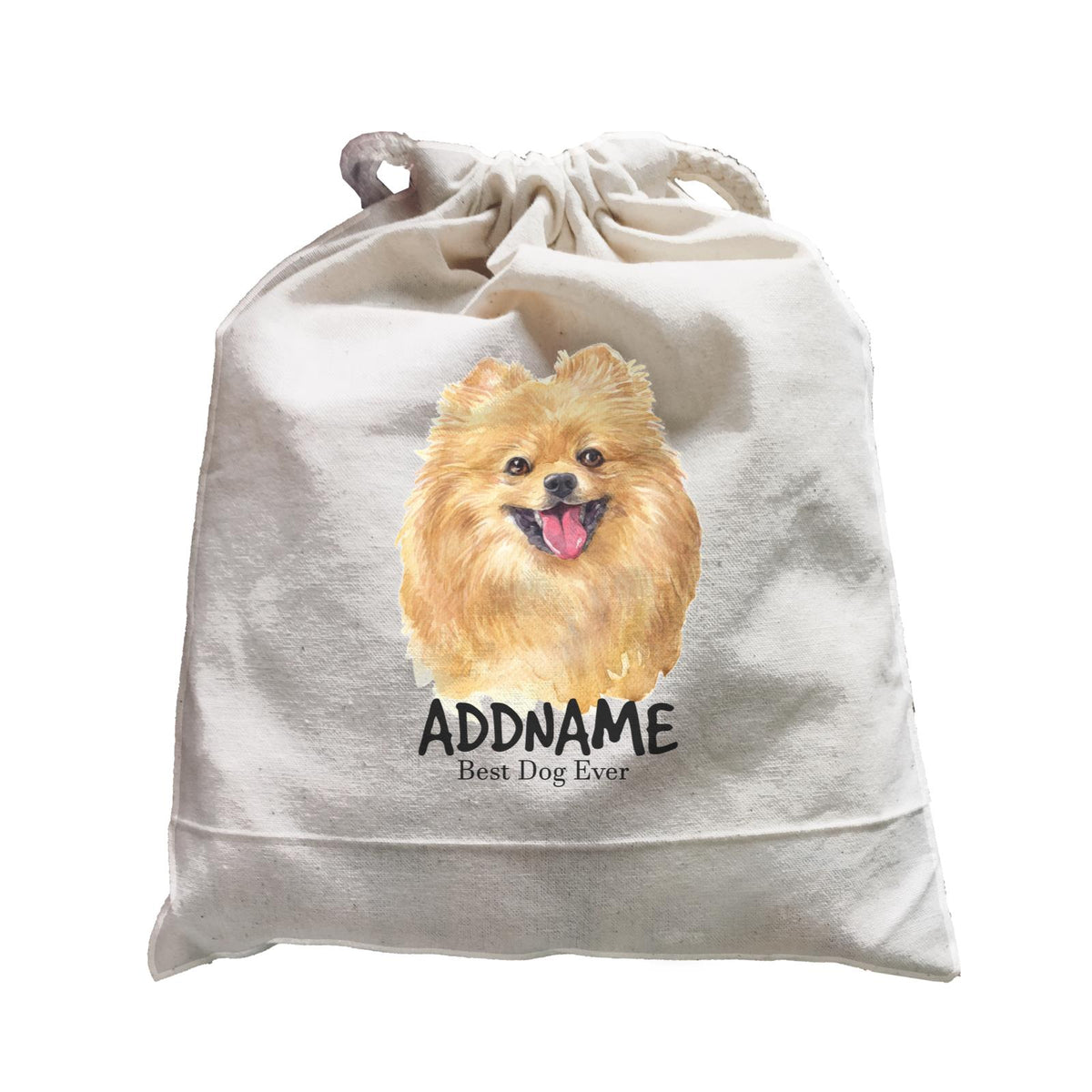 Watercolor Dog Pomeranian Happy Best Dog Ever Addname Satchel