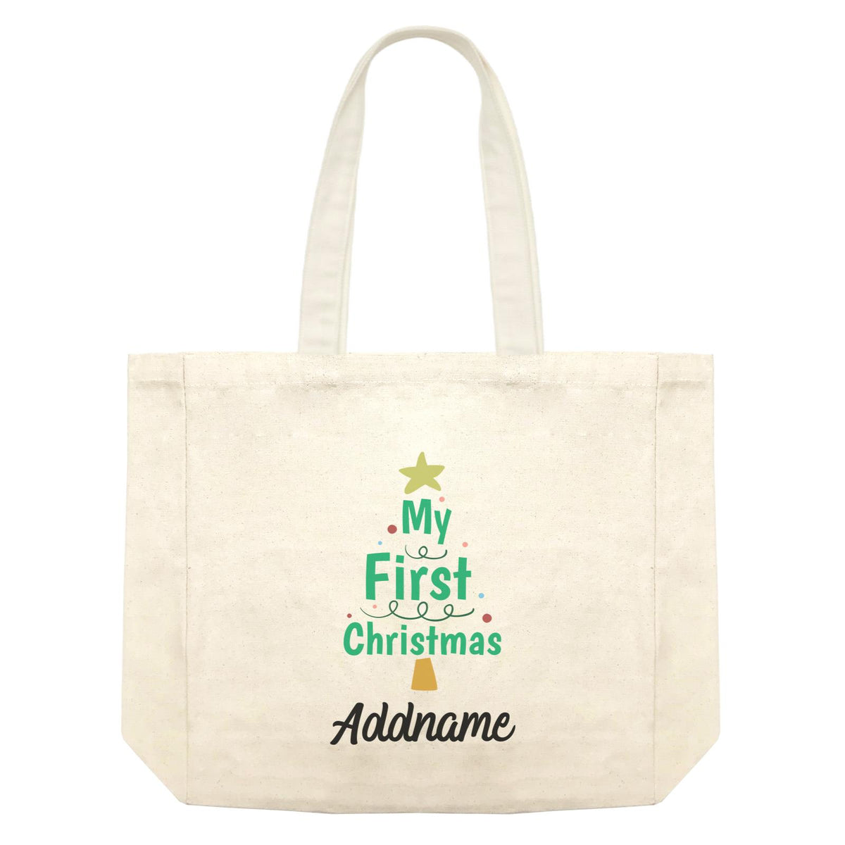 Christmas Series My First Christmas Christmas Tree Typography Shopping Bag