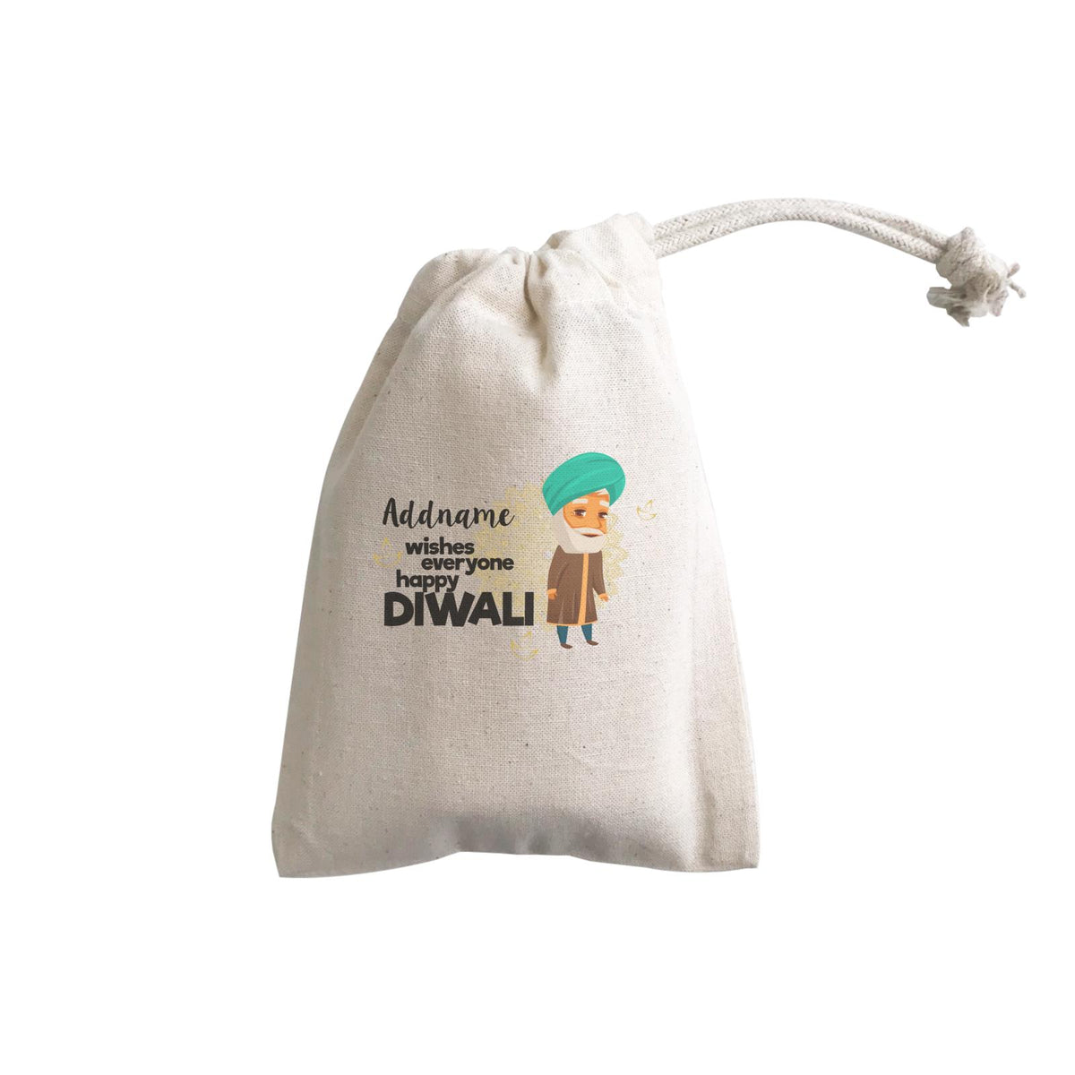 Cute Grandpa Wishes Everyone Happy Diwali Addname GP Gift Pouch