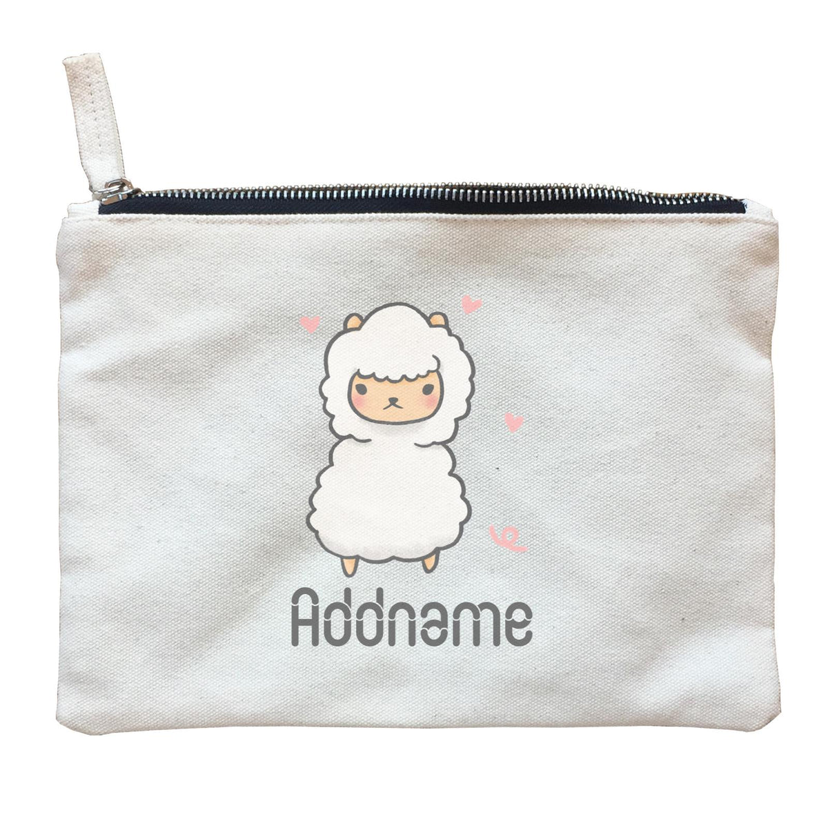 Cute Hand Drawn Style Alpaca Addname Zipper Pouch