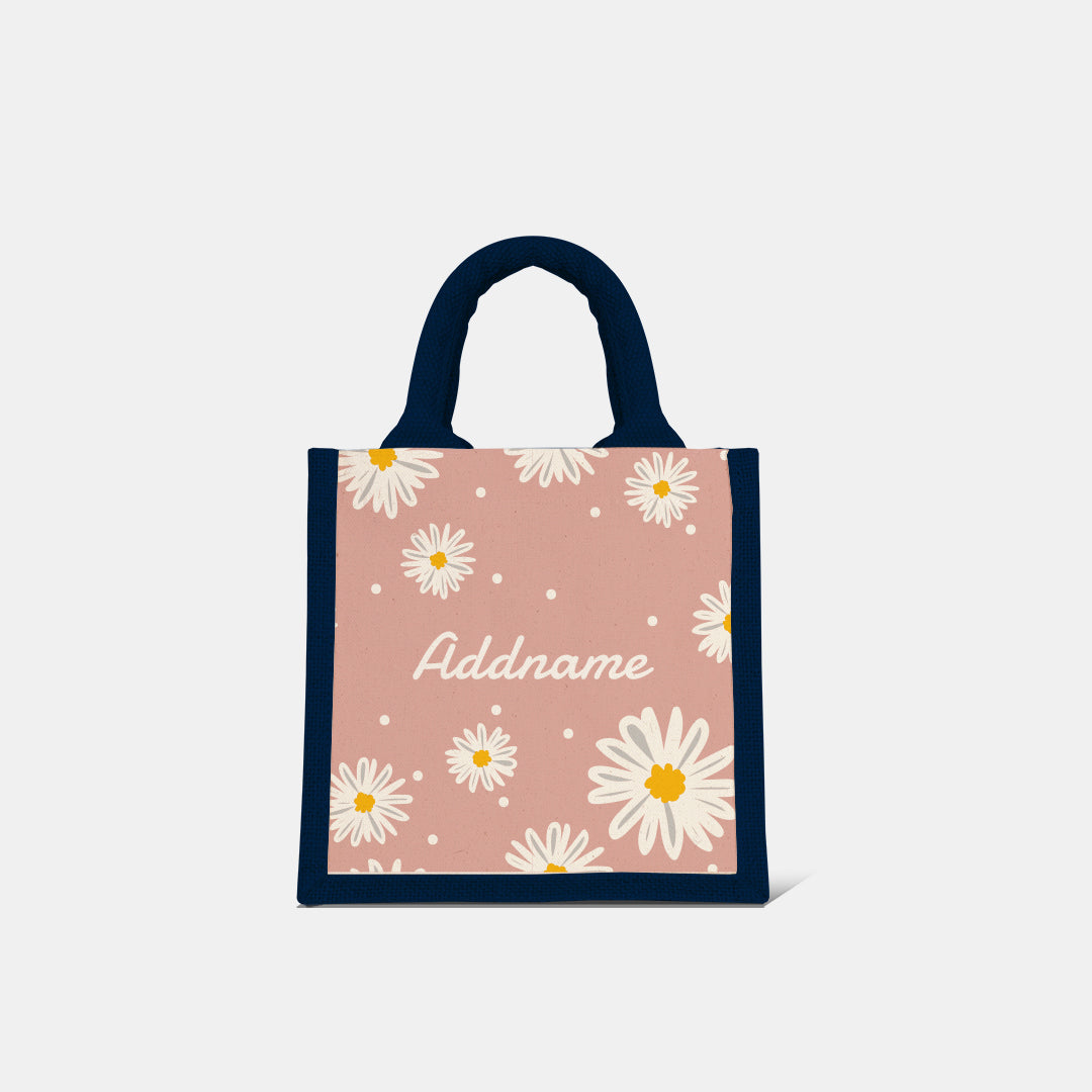 Daisy Series Half Lining Lunch Bag - Coral Navy