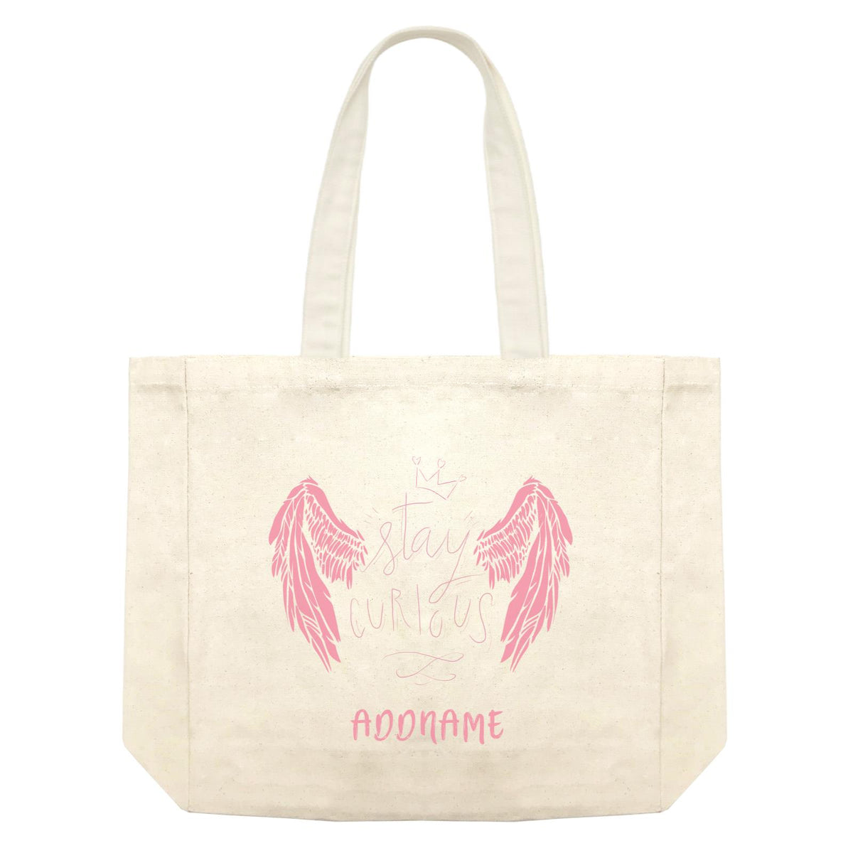 Girl Power Quotes Stay Curious Pink Angel Wings With Addnames Shopping Bag