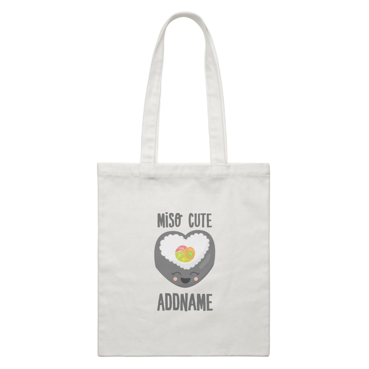 Miso Cute Sushi Heart Roll Addname White Canvas Bag