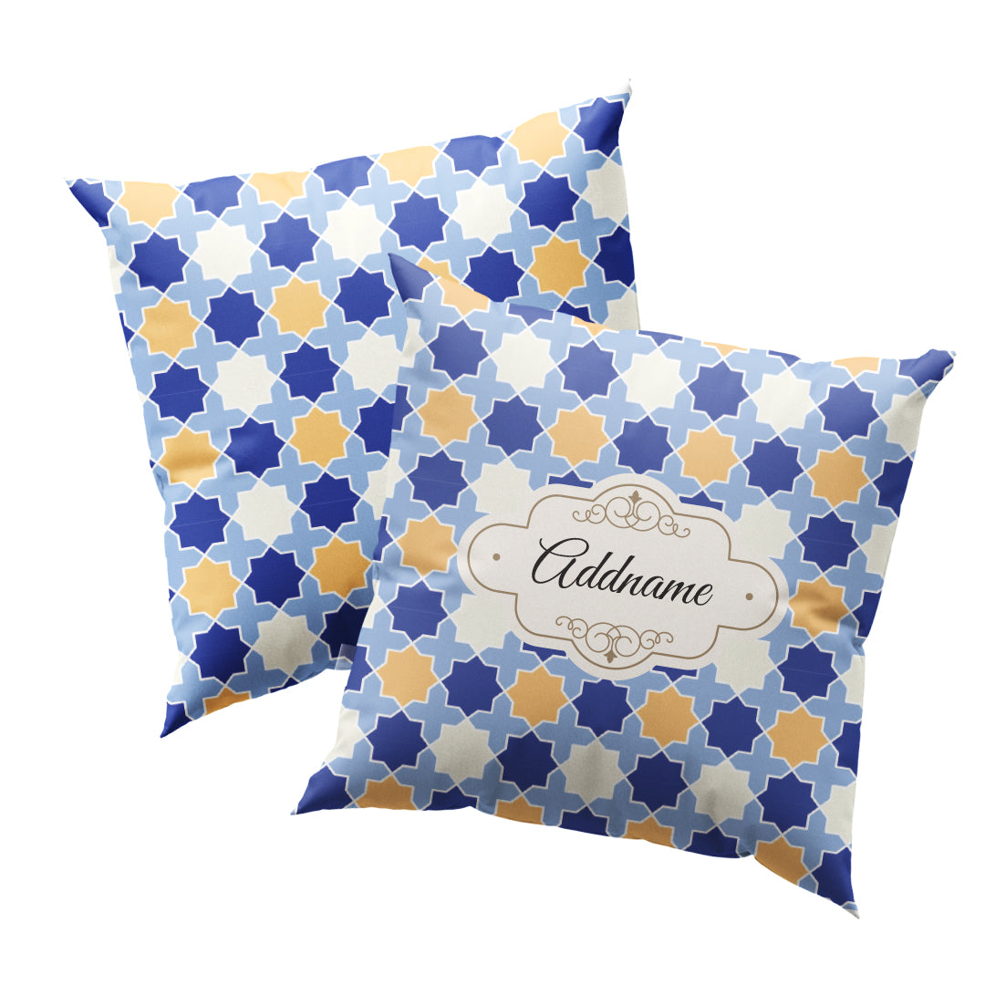 Monotous Moroccan Blue Full Print Cushion Cover with Inner Cushion