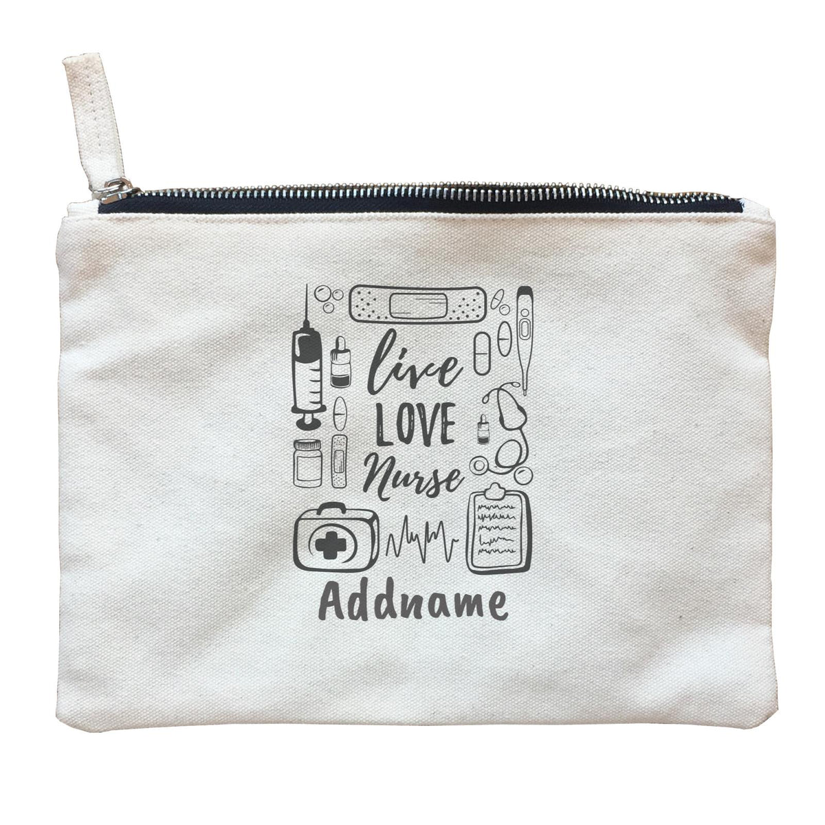Live, Love, Nurse Zipper Pouch