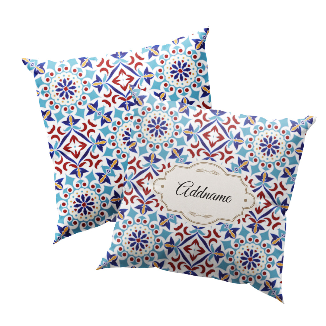Moroccan Series - Arabesque Agean Blue Full Print Cushion Cover with Inner Cushion