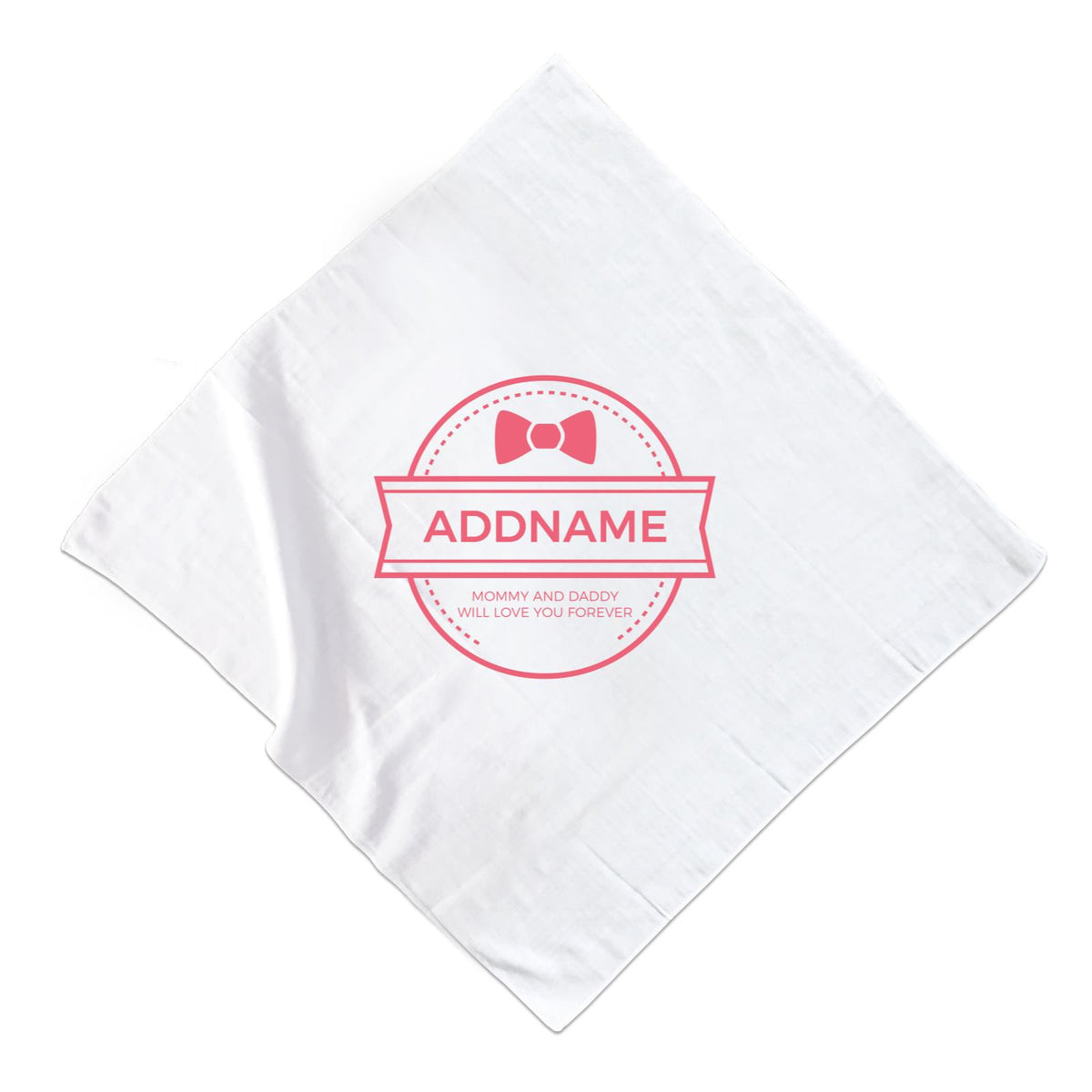 Ribbon Emblem Personalizable with Name and Text Muslin Square