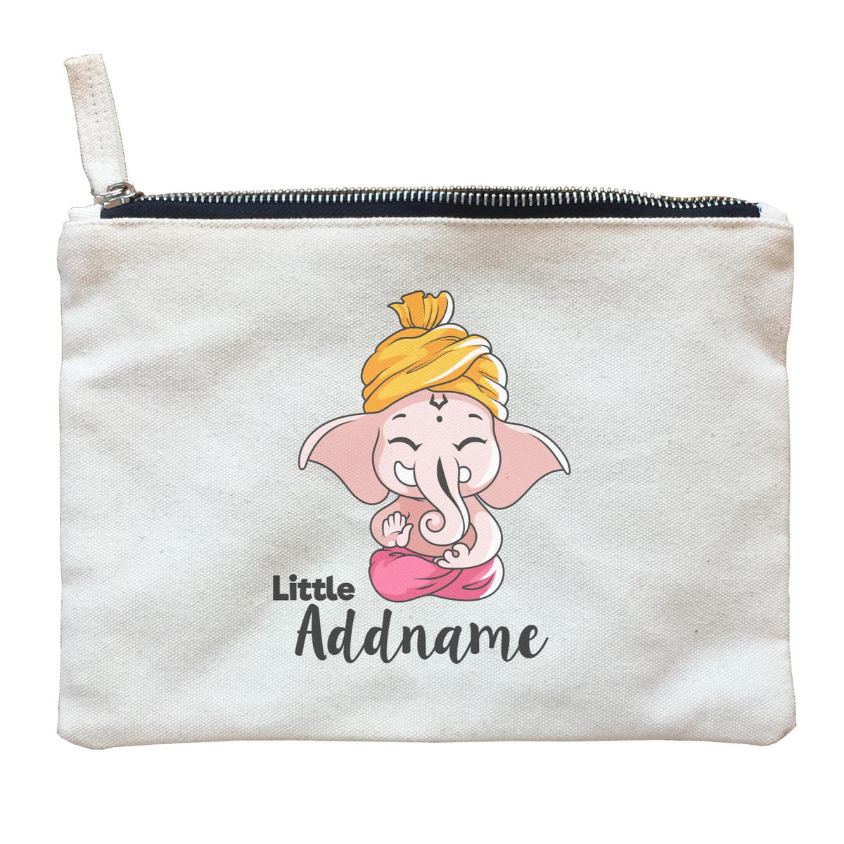 Cute Sitting Ganesha Meditating Little Addname Zipper Pouch