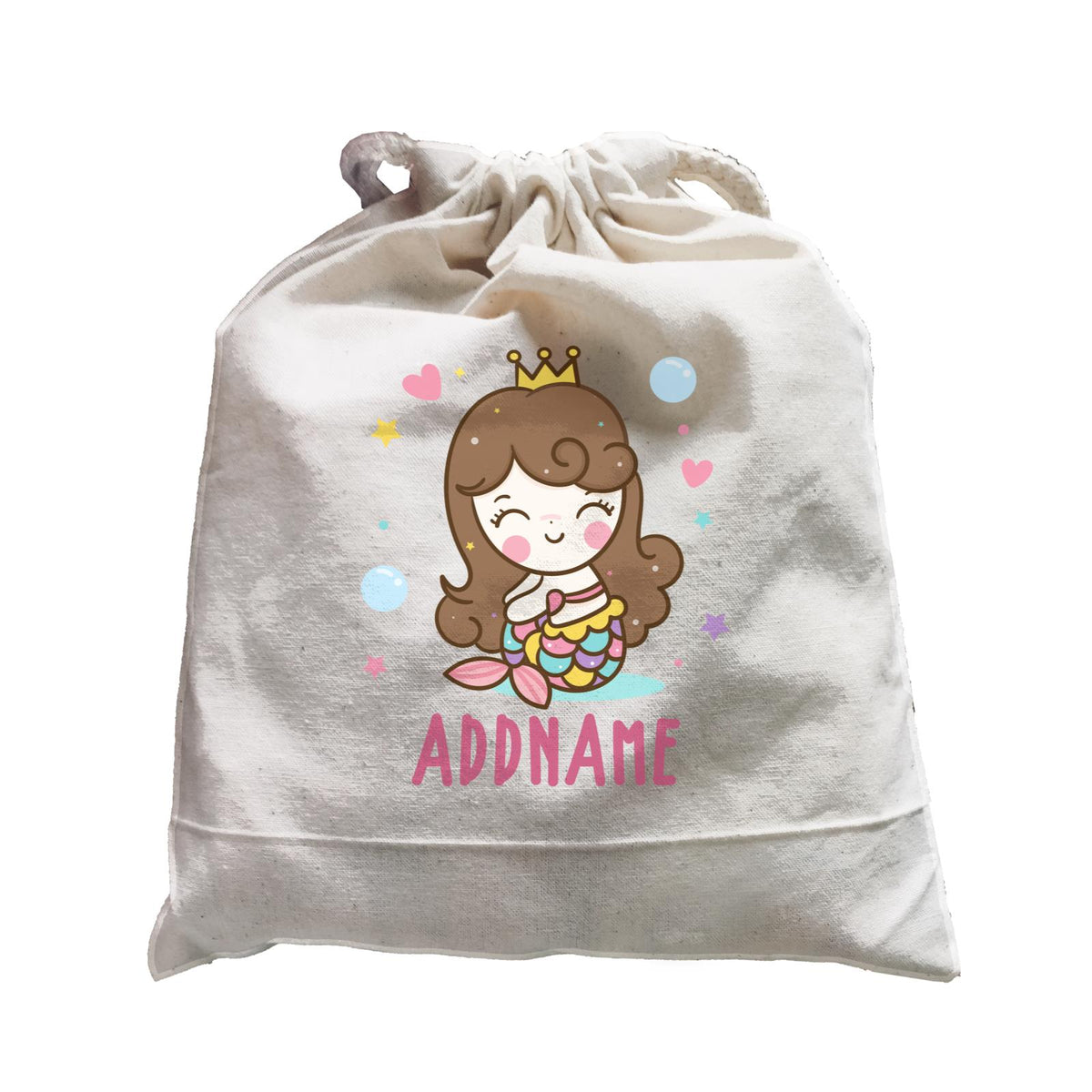 Unicorn And Princess Series Cute Happy Sitting Mermaid Girl Addname Satchel