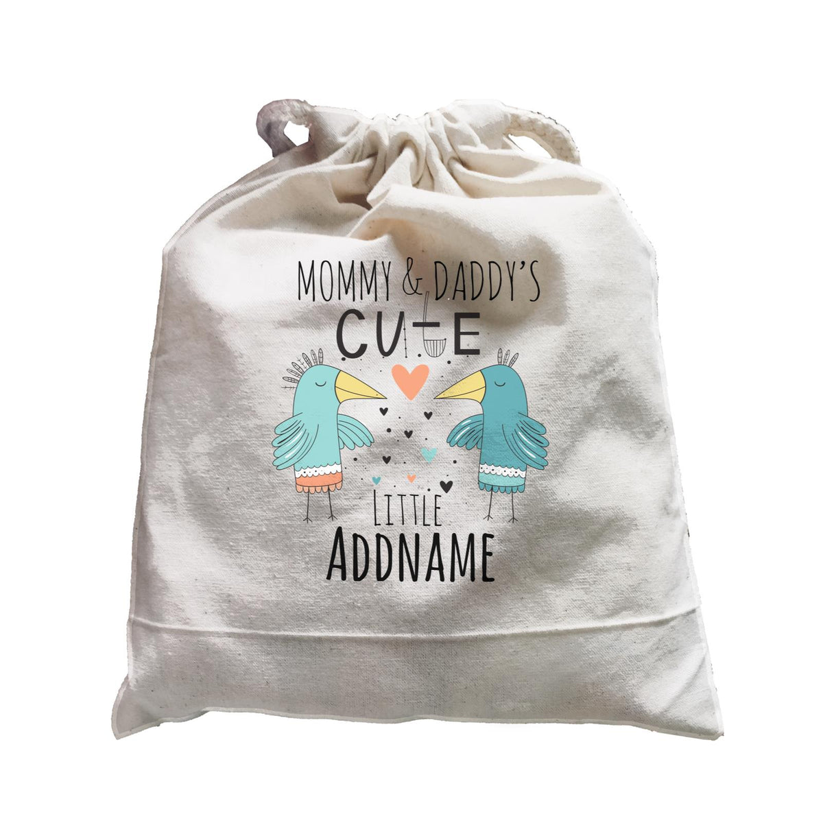 Drawn Mom & Dad Cute Little Love Birds Addname Satchel