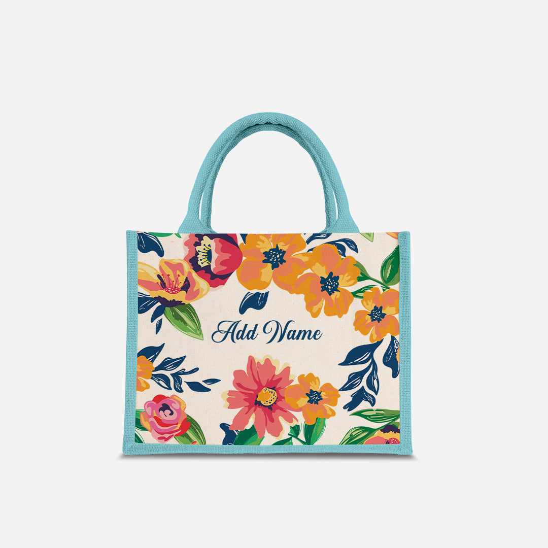 Deborah Series Half Lining Small Jute Bag - Celeste Light Blue