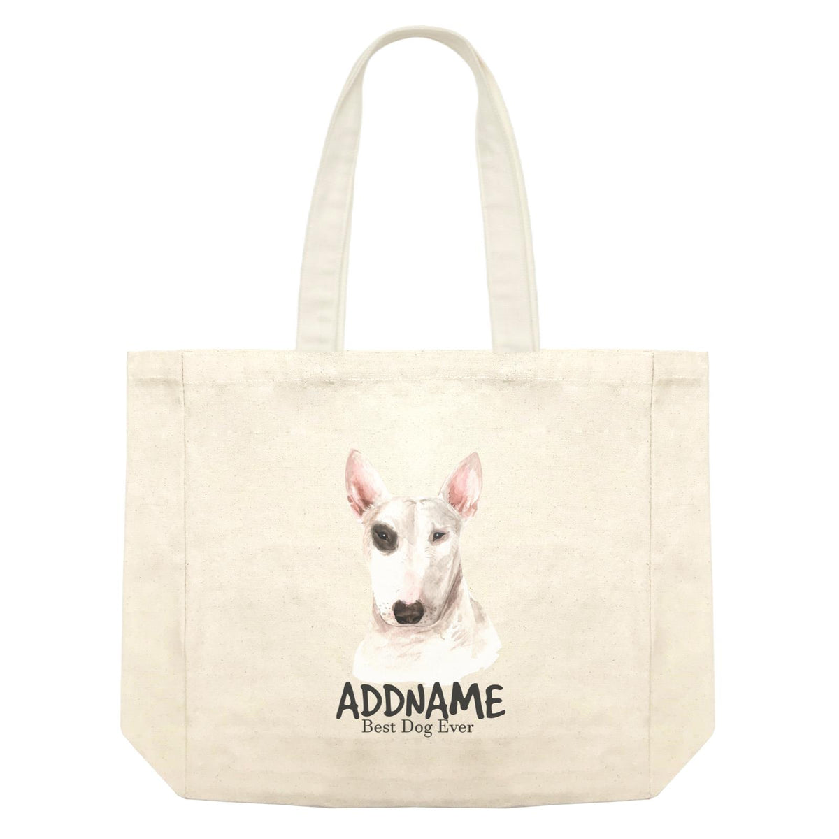 Watercolor Dog Bull Terrier Best Dog Ever Addname Shopping Bag