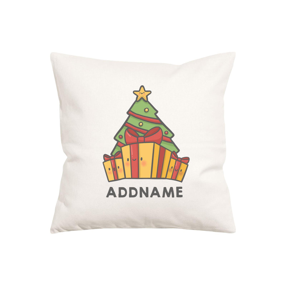 Xmas Cute Xmas Tree Gift Addname Pillow Cushion