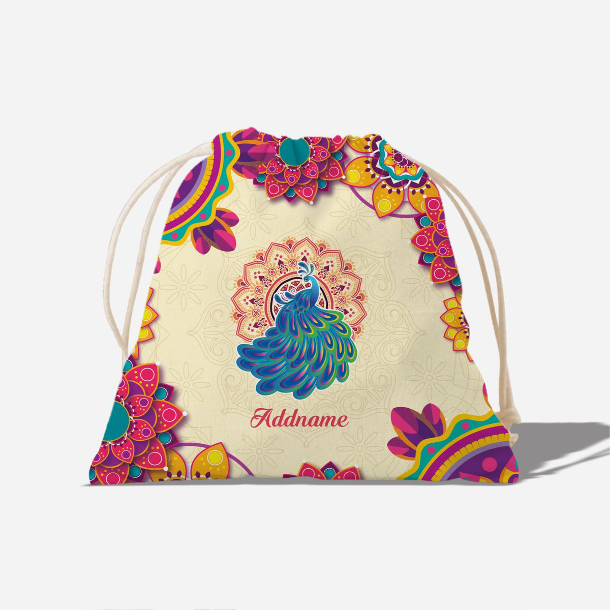 Deepavali Series Virtue Peacock Full Print Satchel - Red Mandala