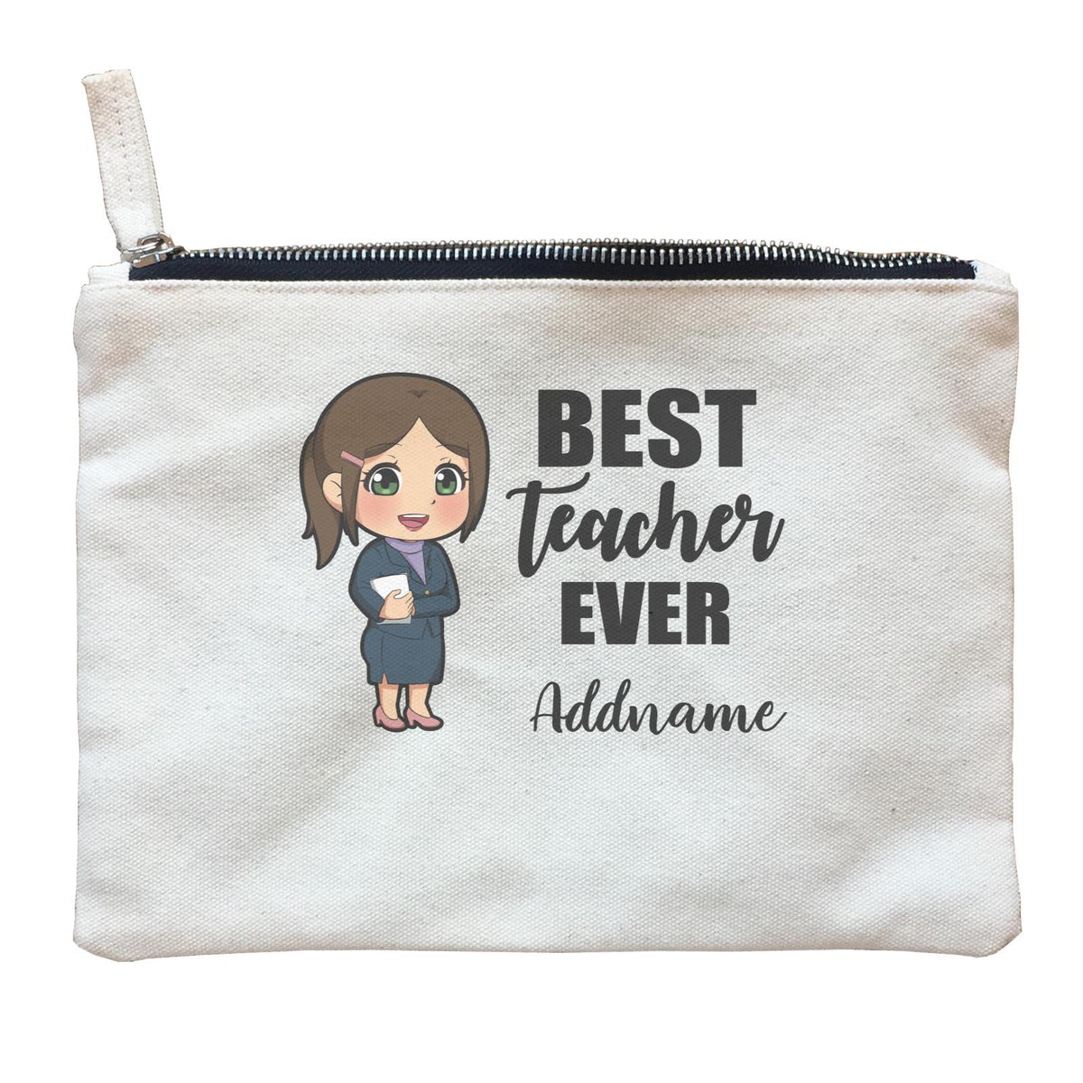 Chibi Teachers Chinese Woman Best Teacher Ever Addname Zipper Pouch