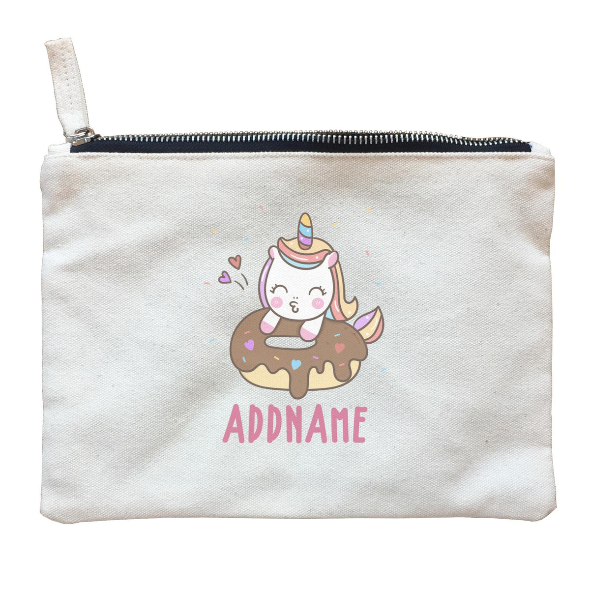 Unicorn And Princess Series Unicorn Hugging Donut Addname Zipper Pouch