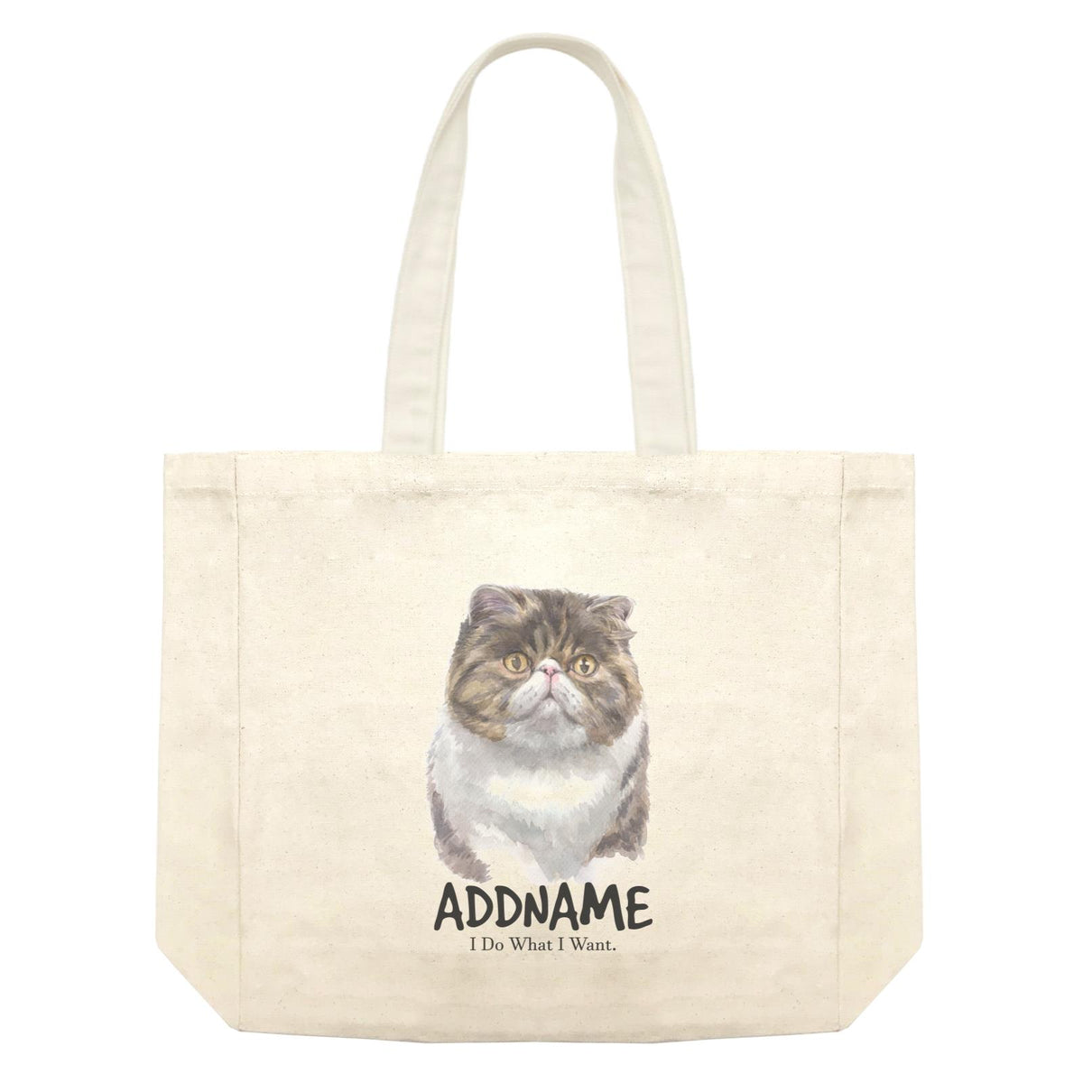 Watercolor Cat Exotic Shorthair Brown I Do What I Want Addname Shopping Bag
