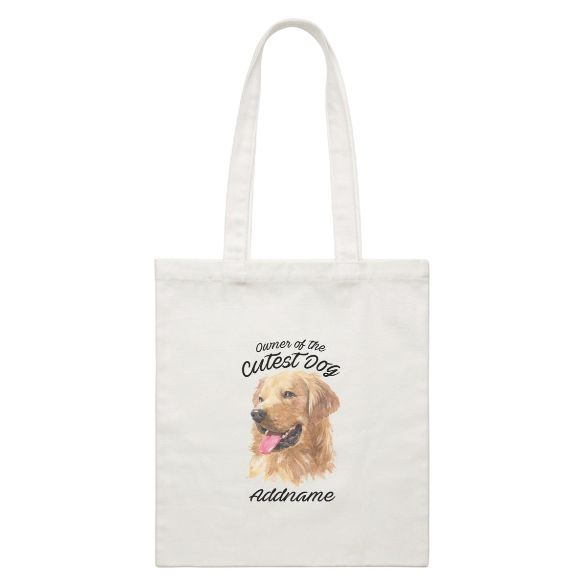 Watercolor Dog Owner Of The Cutest Dog Golden Retriever Left Addname White Canvas Bag