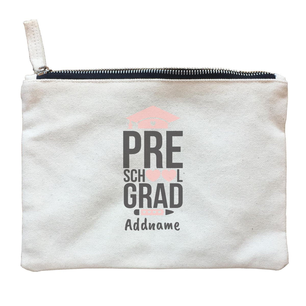 Graduation Series Pre-School Grad Pink Hearts Zipper Pouch