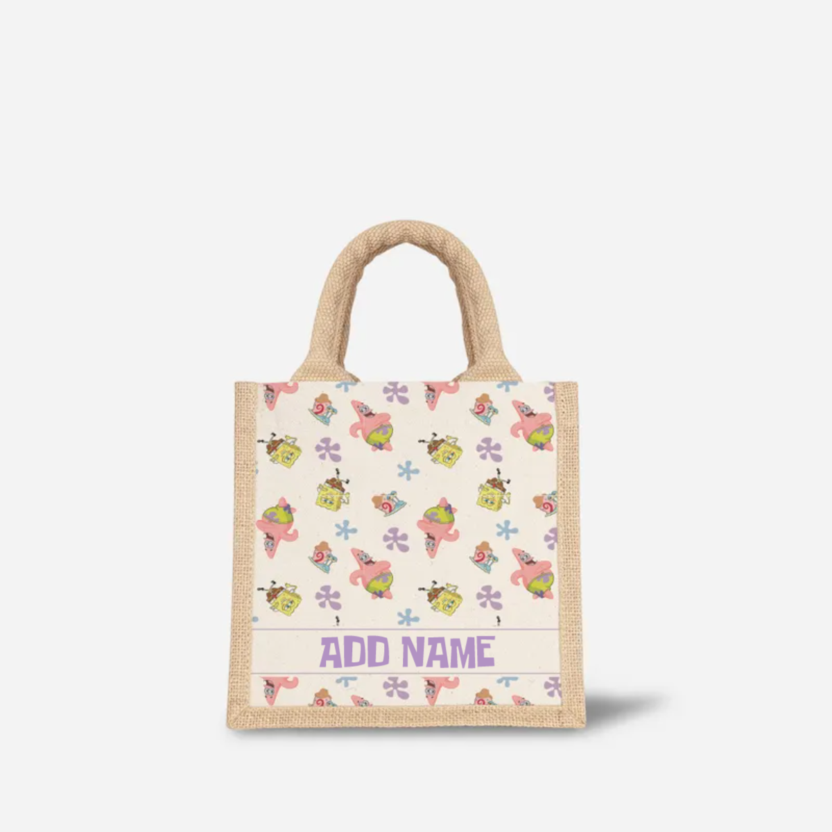 SpongeBob - Happy Walking Pattern Personalized Half Lining Lunch Bag