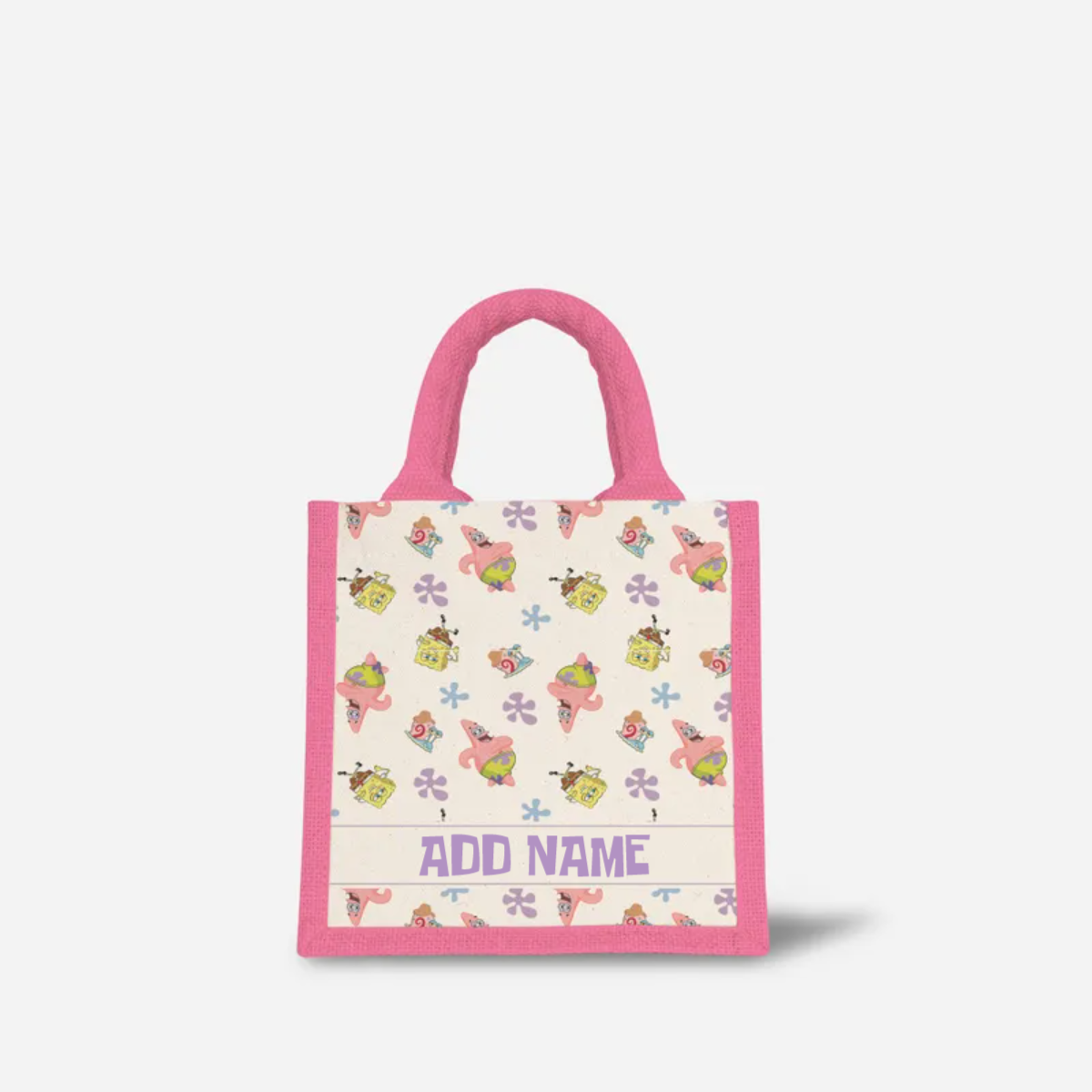 SpongeBob - Happy Walking Pattern Personalized Half Lining Lunch Bag