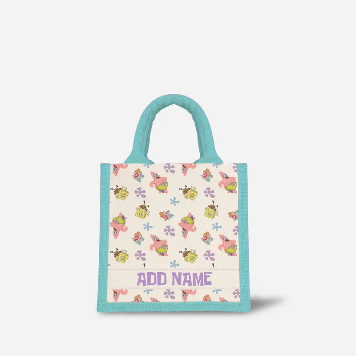 SpongeBob - Happy Walking Pattern Personalized Half Lining Lunch Bag